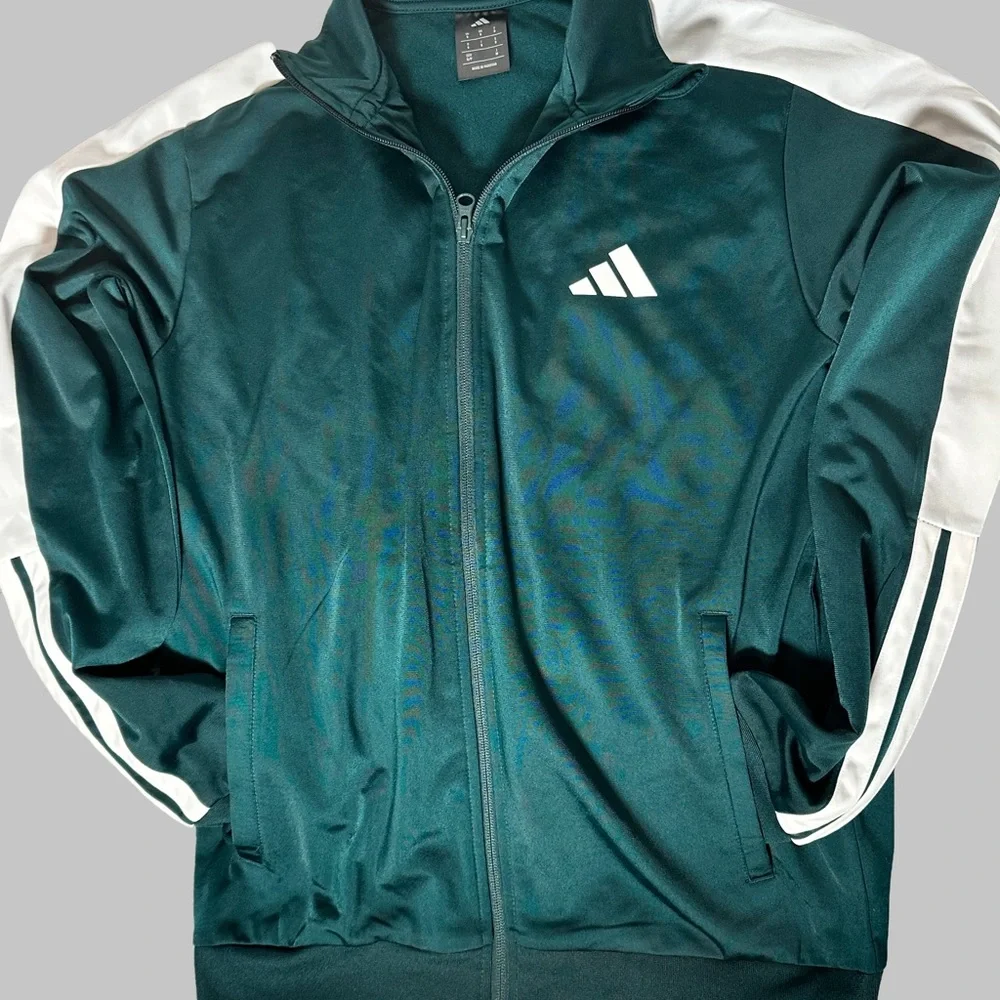 Adidas Teal and White Colorblock Track Jacket NWOT